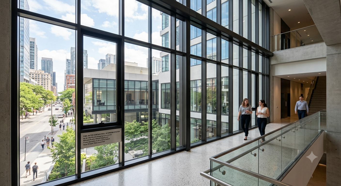 Aluflam fire-rated curtain wall and window glazing system